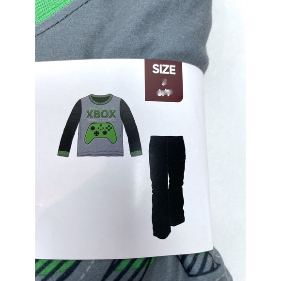 NIP XBOX Gaming Boys PJ’s Long Sleeve Pants 2pc Set Green Fleece 6/7 - Picture 4 of 5